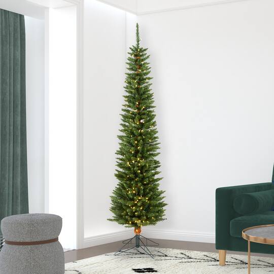 7.5ft. Pre-Lit Durham Pole Pine Artificial Christmas Tree, Warm White Dura-Lit® LED Lights